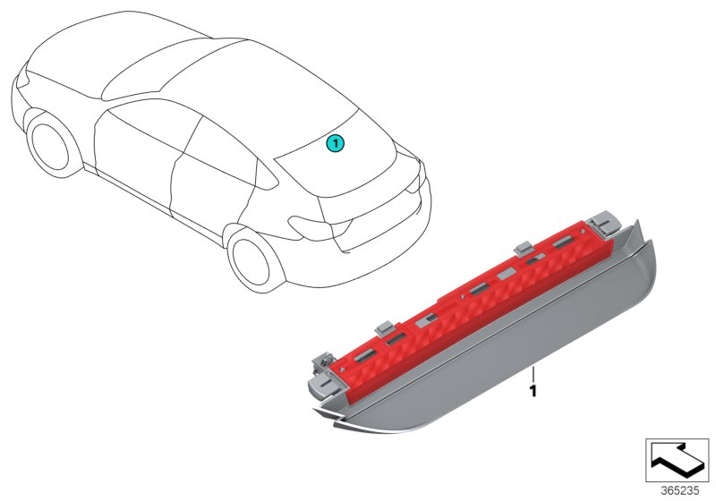 Третий фонарь стоп-сигнала для BMW F26 X4 30dX N57N (схема запчастей)