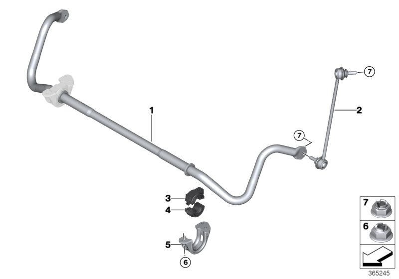 Стабилизатор Пд для BMW F87N M2 Competition S55 (схема запчастей)