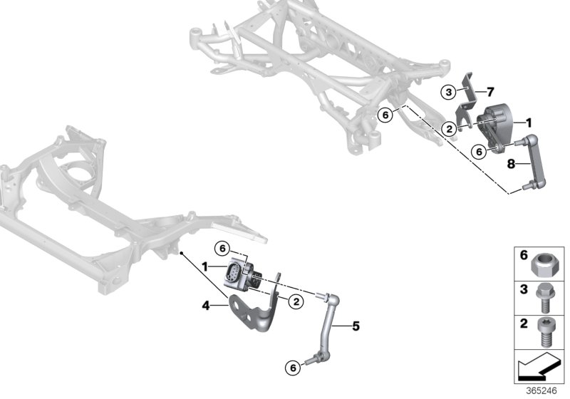 Датчик регулировки угла наклона фар для BMW F80 M3 S55 (схема запчастей)