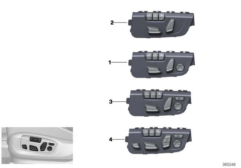 Кнопка регулировки сиденья водителя для BMW F25 X3 28iX N52N (схема запчастей)