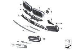 Облицовка, декор.элементы Пд для BMW F16 X6 M50dX N57X (схема запасных частей)