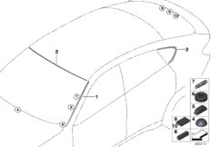 Остекление, дополнительные элементы для BMW F16 X6 50iX 4.4 N63N (схема запасных частей)