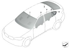 Остекление для BMW F86 X6 M S63R (схема запасных частей)