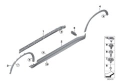 Накладка M порог / арка колеса для BMW F86 X6 M S63R (схема запасных частей)