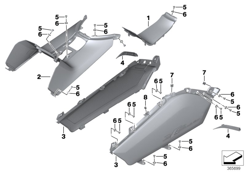 Облицовка туннеля для MOTO K17 C evolution (0C03) 0 (схема запчастей)