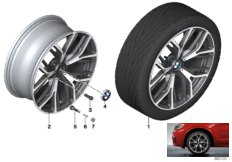BMW колесо с л/с диском Y-обр.спица 542 для BMW F25 X3 35dX N57Z (схема запасных частей)