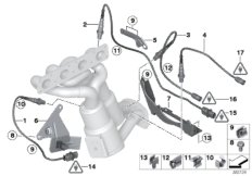 Лямбда-зонд/дополнительные элементы для BMW E82 120i N46N (схема запасных частей)