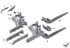 Колесная ниша/лонжерон для BMW F48N X1 20i B42 (схема запасных частей)