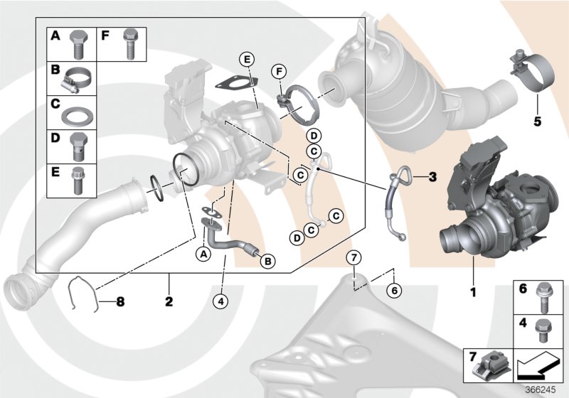 Turbo compressore - Ricambi Usati для BMW F20 116d ed N47N (схема запчастей)