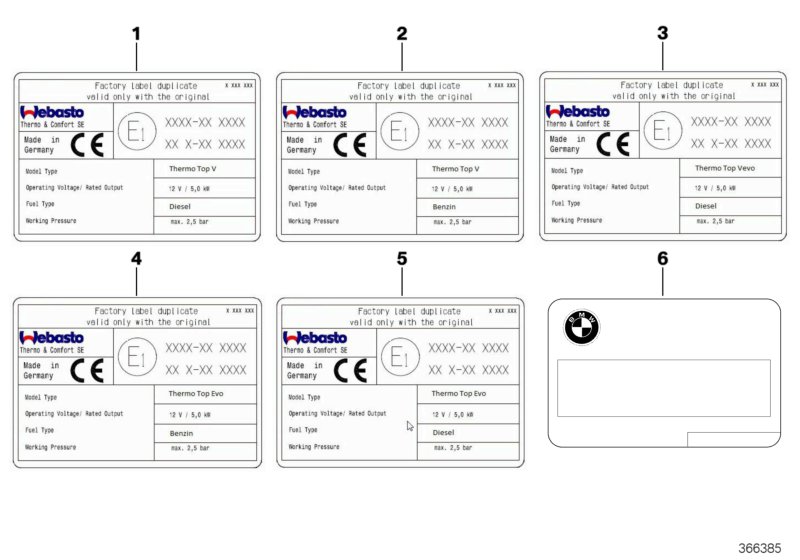 Шильдик "Автономная система отопления" для BMW E70N X5 M50dX N57X (схема запчастей)