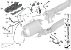 Датчики саж. фильтра/дополн.элементы для BMW F11N 535d N57Z (схема запасных частей)