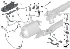Датчики саж. фильтра/дополн.элементы для BMW F15 X5 40dX N57Z (схема запасных частей)