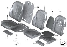 Набивка и обивка передн.сиденья для BMW F16 X6 50iX 4.4 N63N (схема запасных частей)