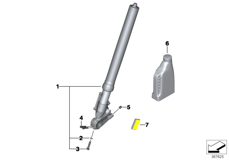 Телескопическая вилка для BMW K21 R nineT 16 (0J01, 0J03) 0 (схема запчастей)