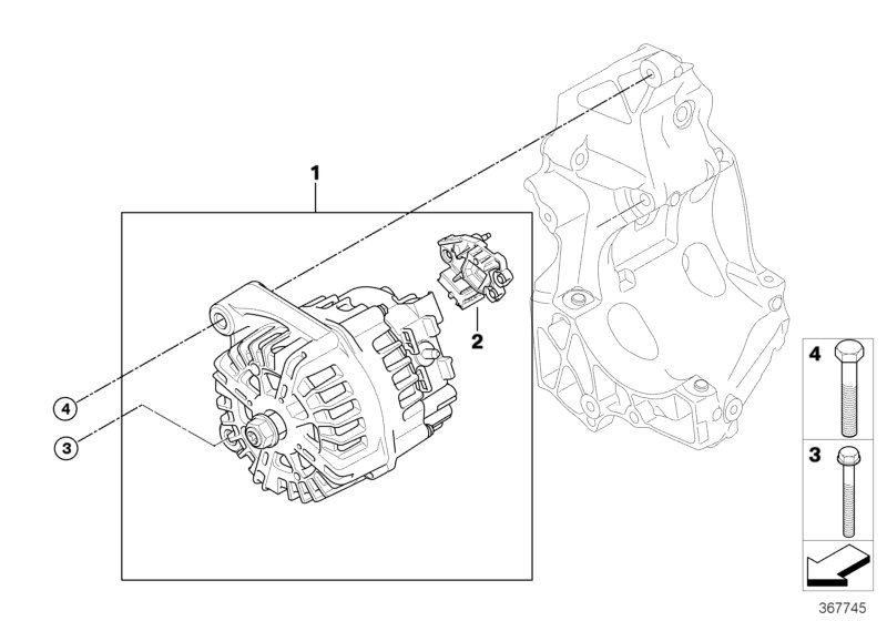 Alternatore di rotazione - Ricambi Usati для BMW E90 318d N47 (схема запчастей)