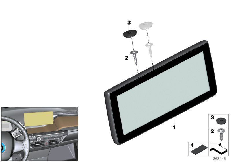 Центральный информационный дисплей для BMW I01 i3 60Ah Rex IB1 (схема запчастей)