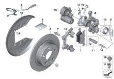 Тормозной механизм заднего колеса для BMW F39 X2 16d B37B (схема запасных частей)