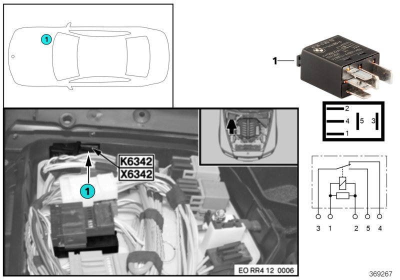 Реле клапана управления кол-вом K6342 для BMW F02 760Li N74 (схема запчастей)