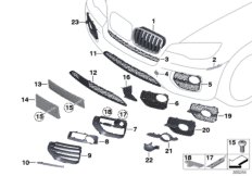 Дополнительные элементы бампера Пд для BMW E72 Hybrid X6 N63 (схема запасных частей)