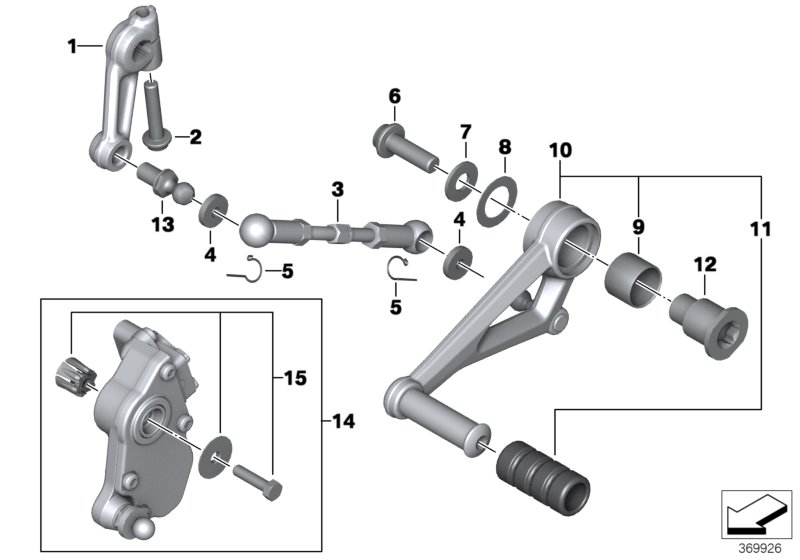 Внешние элементы механизма ПП для BMW K53 R 1250 R 19 (0J71, 0J73) 0 (схема запчастей)