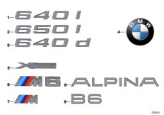 Эмблемы / надписи для BMW F13 640dX N57Z (схема запасных частей)