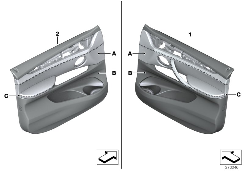 Индивидуальная обшивка двери кожа Пд для BMW F15 X5 25dX B47 (схема запчастей)
