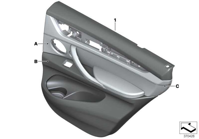 Обшивка двери Individual кожа Зд для BMW F15 X5 50iX 4.0 N63N (схема запчастей)