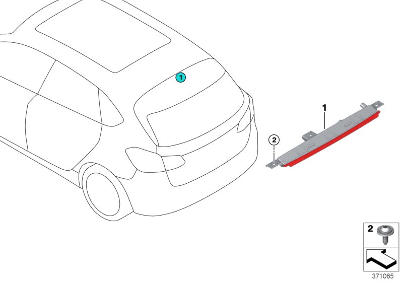 Третий фонарь стоп-сигнала для BMW F45N 218i B38C (схема запчастей)