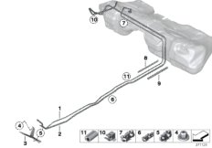 Топливопровод/ элементы крепления для BMW F36 420i N20 (схема запасных частей)