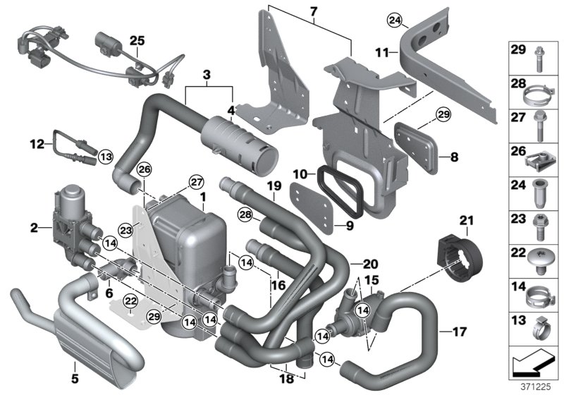 Автономная система отопления для BMW F26 X4 35iX N55 (схема запчастей)