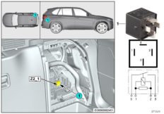 Реле контакта 30B Z2_1 для BMW F25 X3 35dX N57Z (схема запасных частей)