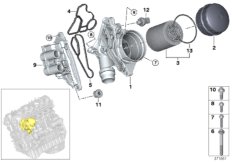 Смазочная система-масляный фильтр для BMW F80N M3 S55 (схема запасных частей)