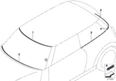 Остекление, дополнительные элементы для BMW F56 One D B37A (схема запасных частей)