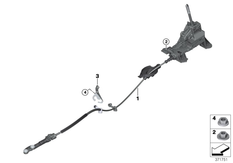 Механизм переключения передач стептроник для BMW F46 220i B48 (схема запчастей)