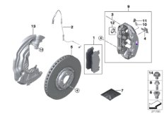 Датчик износа торм.накладки пер.колеса для BMW F82 M4 GTS S55 (схема запасных частей)