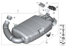 Система выпуска ОГ Зд для BMW I12N i8 B38X (схема запасных частей)