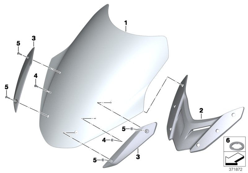 Ветрозащитный щиток / крепление для BMW K52 R 1200 RT (0A03, 0A13) 0 (схема запчастей)