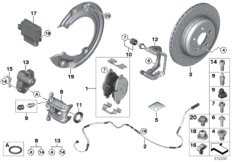 Тормозной механизм заднего колеса для BMW I12N i8 B38X (схема запасных частей)