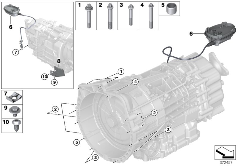 Крепление/дополнит.элементы КПП для BMW F82 M4 GTS S55 (схема запчастей)