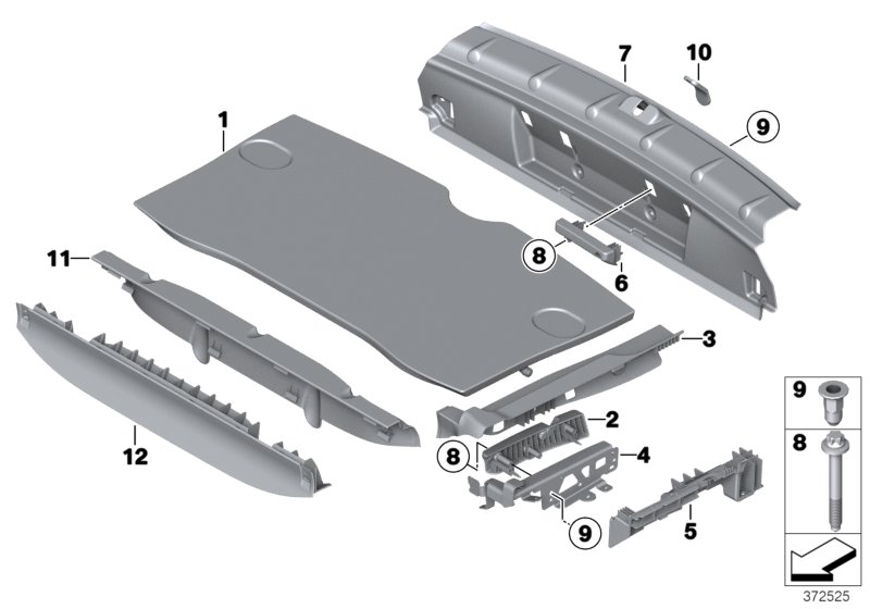 Дооснащение ровным погрузочным полом для MINI R60 Cooper SD N47N (схема запчастей)