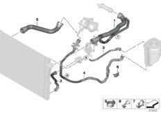 Шланги системы охлаждения для BMW F15 X5 25dX N47S1 (схема запасных частей)