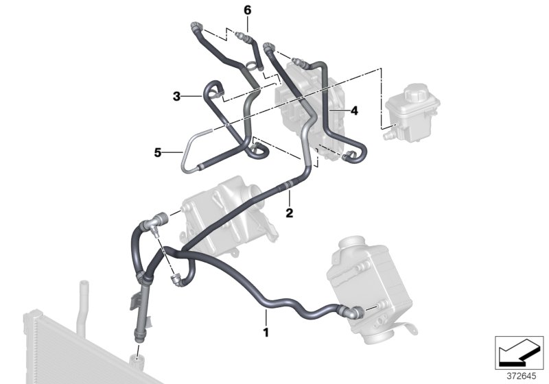 Шланги системы охлаждения для BMW F16 X6 50iX 4.0 N63N (схема запчастей)