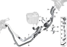 Шланги / электр. насос ОЖ для BMW F82 M4 GTS S55 (схема запасных частей)