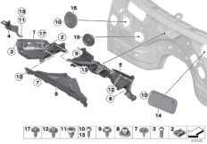 Дополнительные элементы моторного отсека для BMW F26 X4 30dX N57N (схема запасных частей)