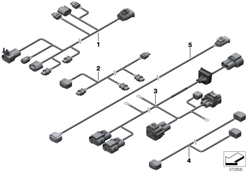 Различные дополнительные жгуты проводов для BMW F25 X3 35dX N57Z (схема запчастей)