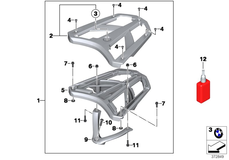 Багажник на крыше для BMW K19 C 650 GT (0133, 0134) 0 (схема запчастей)