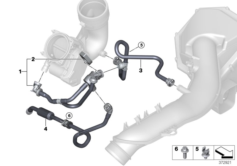 Клапан вент.топл.бака / трубопроводы для BMW F87N M2 Competition S55 (схема запчастей)