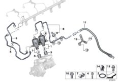 Насос высокого давления/трубопроводы для BMW F82 M4 GTS S55 (схема запасных частей)