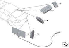 Детали системы антенн для BMW G12N 730Li B48D (схема запасных частей)