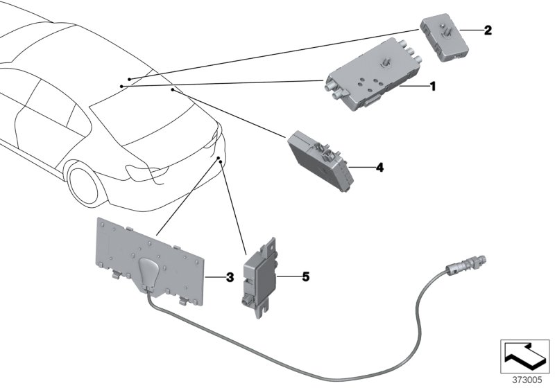 Детали системы антенн для BMW G31 540dX B57 (схема запчастей)
